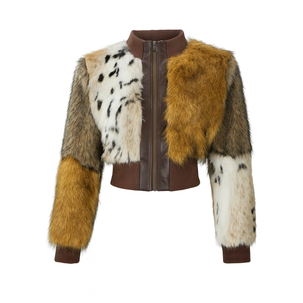Starlin Cavalin Untamed – Limited Edition | Women’s Jacket in Faux Fur Patchwork & Vegan Leather
