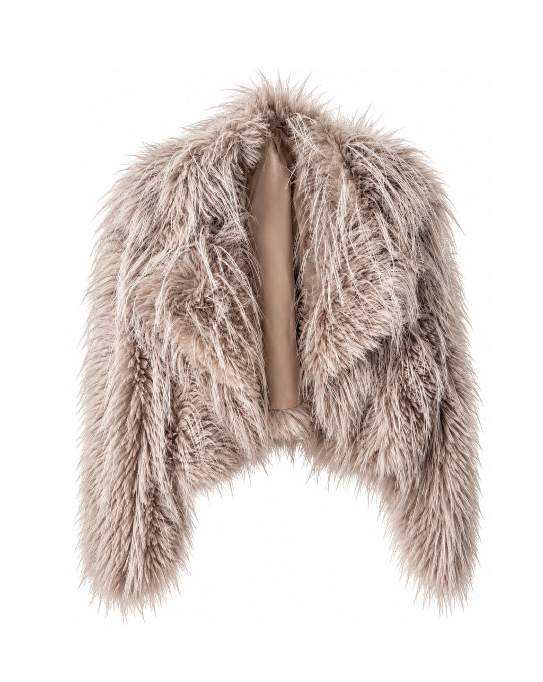 Starlin Cavalin Halo Fur Jacket Taupe | Shaggy Faux Fur Jacket | Cropped Jacket | Taupe