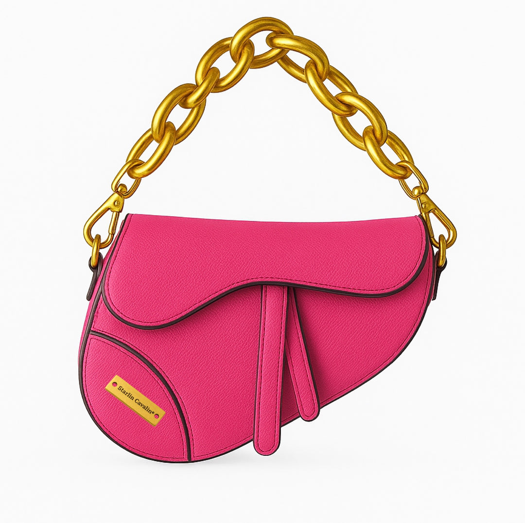 SC Signature Fuchsia | Luxe Mini Saddle Bag | Gold hardware | Starlin Cavalin®