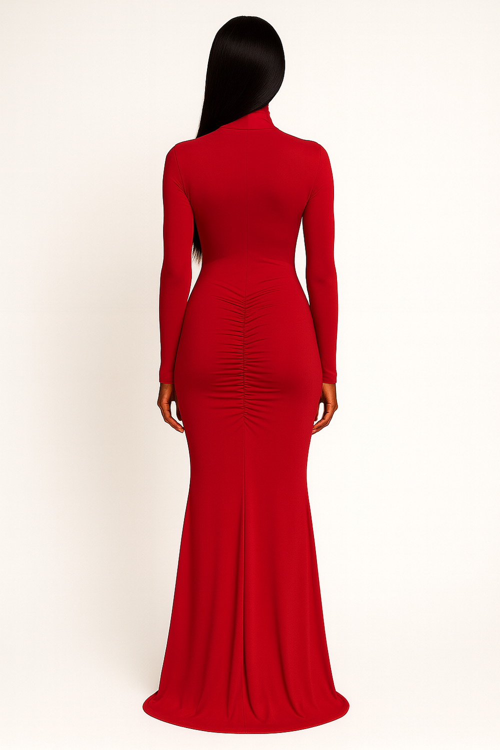 Scarlet Muse Red Evening Gown Back View | Full-Length Bodycon Dress | Starlin Cavalin
