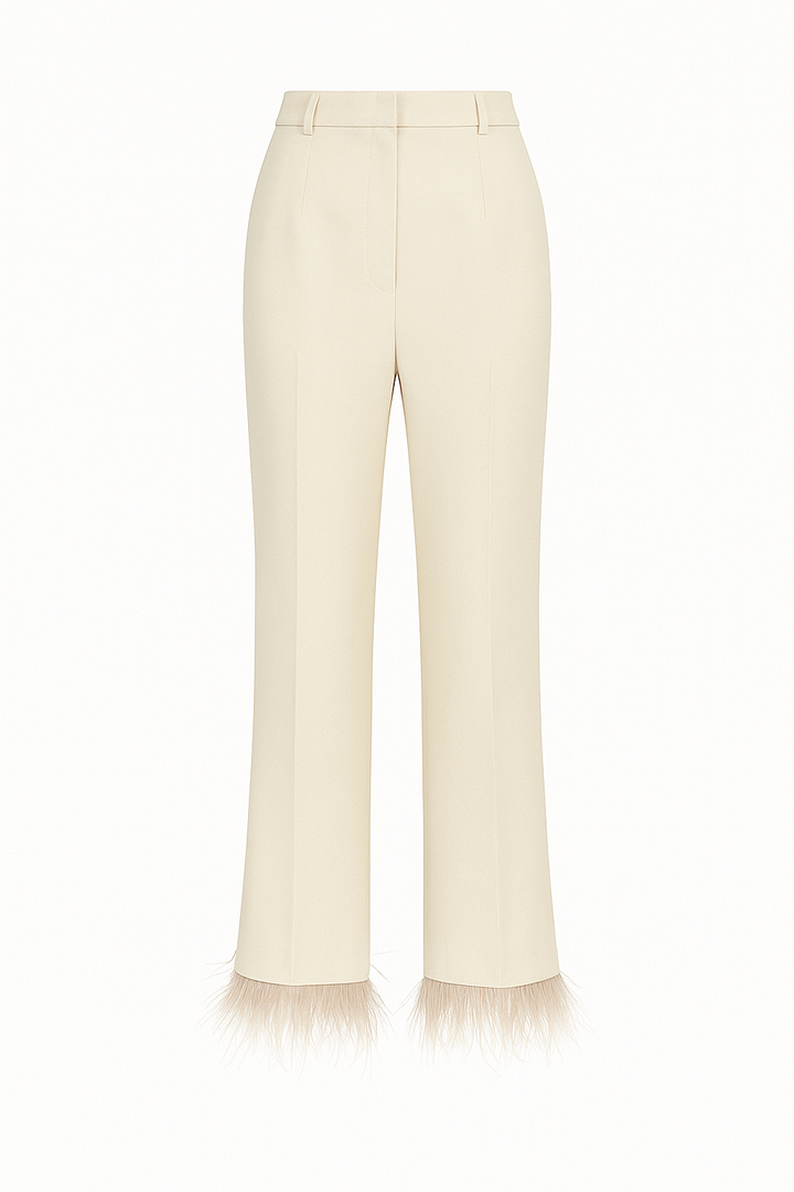 Eternal Elegance Ivory Suit | Women’s Ivory Suit with Pearl Details & Faux Fur Trims | Starlin Cavalin
