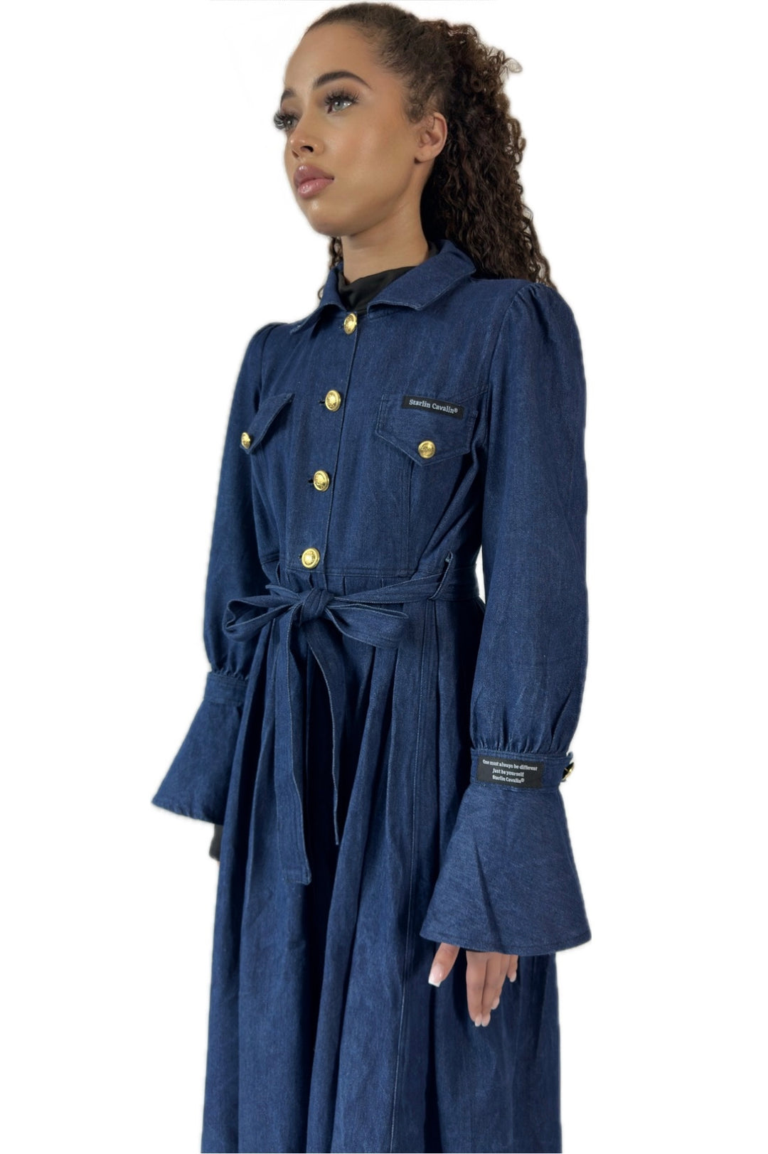 Women's Denim Coats | Flared Denim Coat | Starlin Cavalin