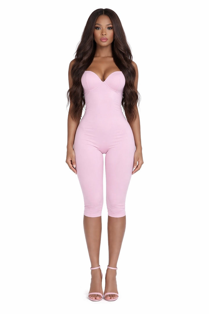 Noir Essence Jumpsuit Pink | Sculpting Pink Fitted Jumpsuit for Women | Starlin Cavalin
