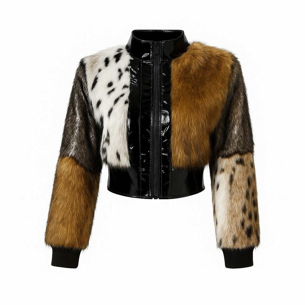 Starlin Cavalin Exclusive Jacket – Limited Edition | Faux Fur Patchwork & Vegan Leather Women's Jacket
