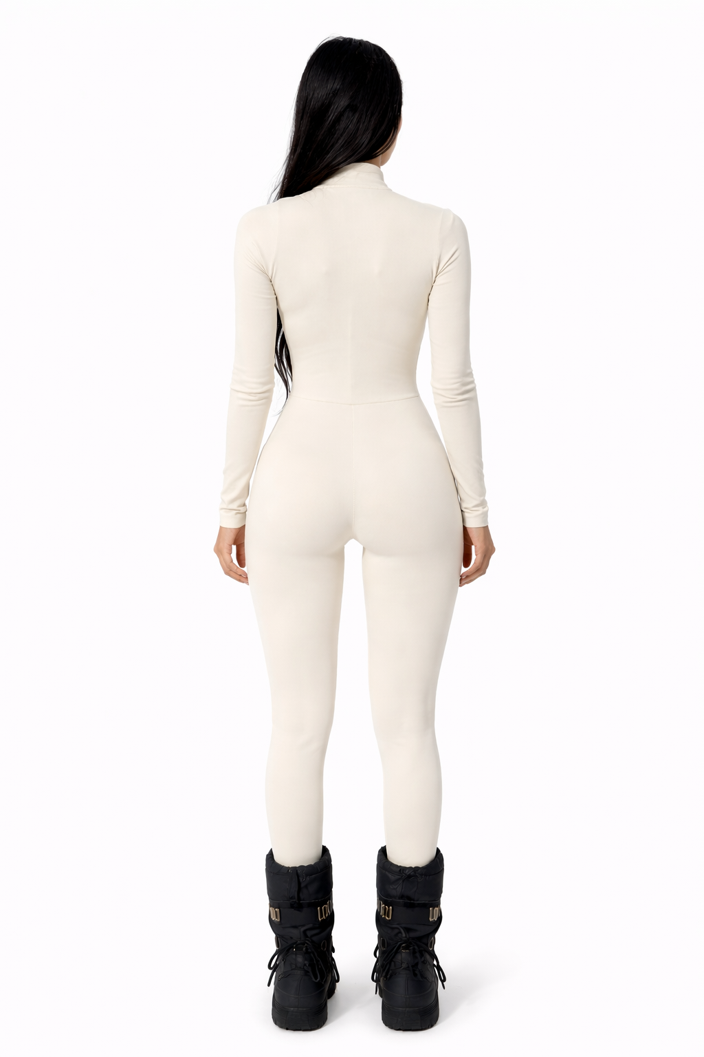 Starlin Cavalin Sculpt Zip Jumpsuit Back View Cream | Ankle-Length Sculpting Jumpsuit | Starlin Cavalin
