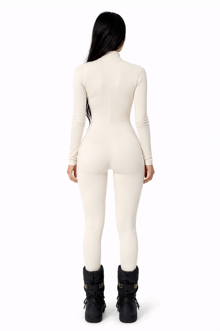 Starlin Cavalin Sculpt Zip Jumpsuit Back View Cream | Ankle-Length Sculpting Jumpsuit | Starlin Cavalin
