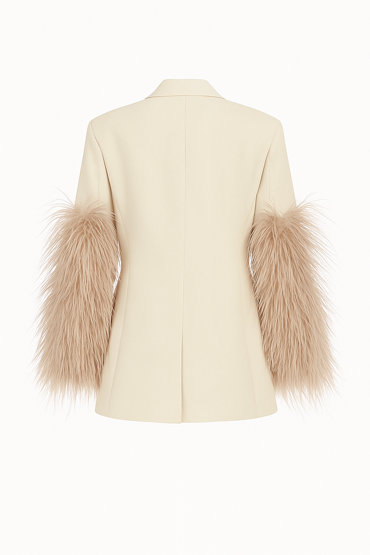 Eternal Elegance Ivory Suit | Women’s Ivory Suit with Pearl Details & Faux Fur Trims | Starlin Cavalin
