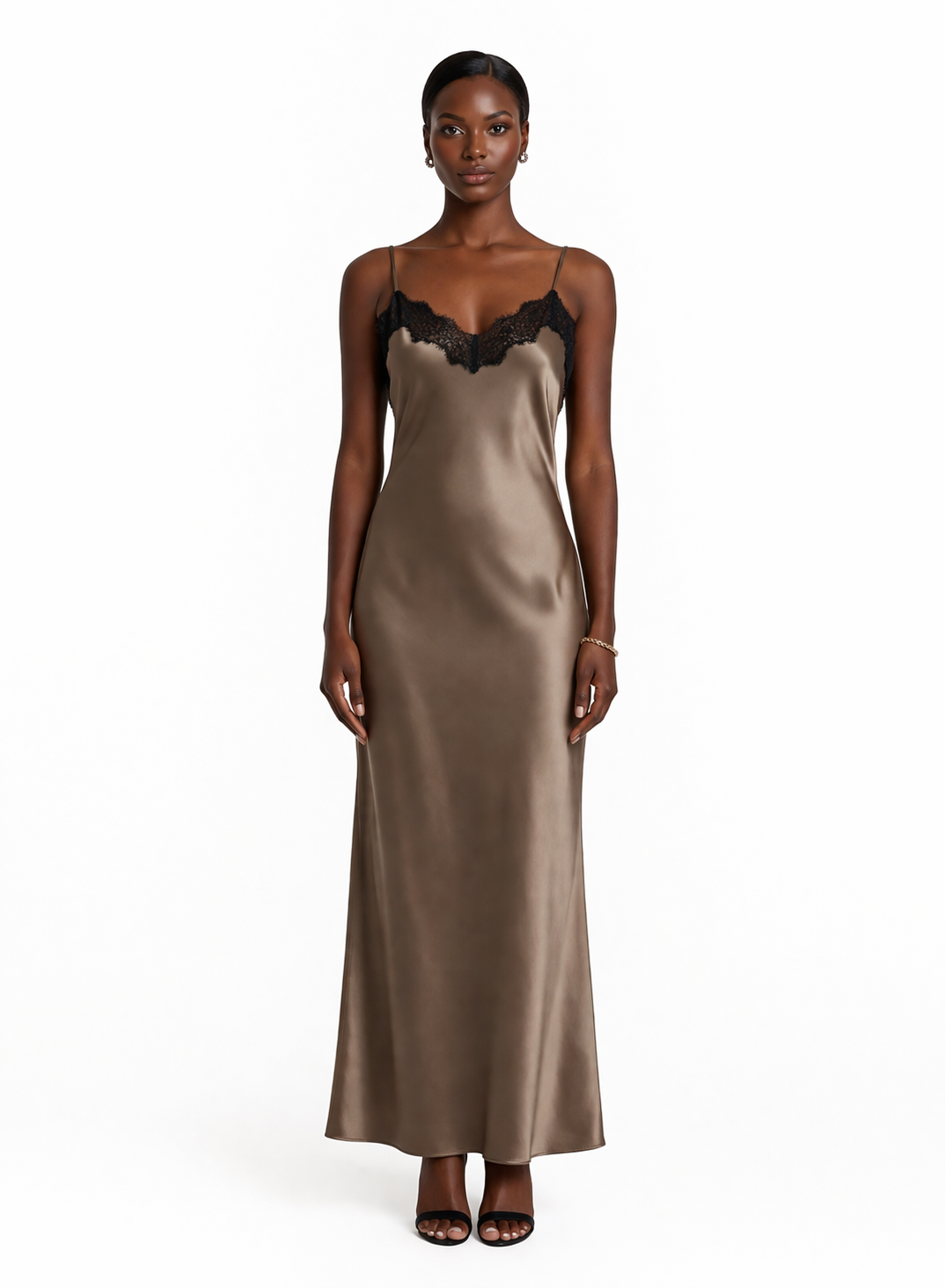 Starlin Cavalin Champagne Allure Maxi Dress Etoupe | Maxi Dress | Soft Drape | Elegant Silhouette