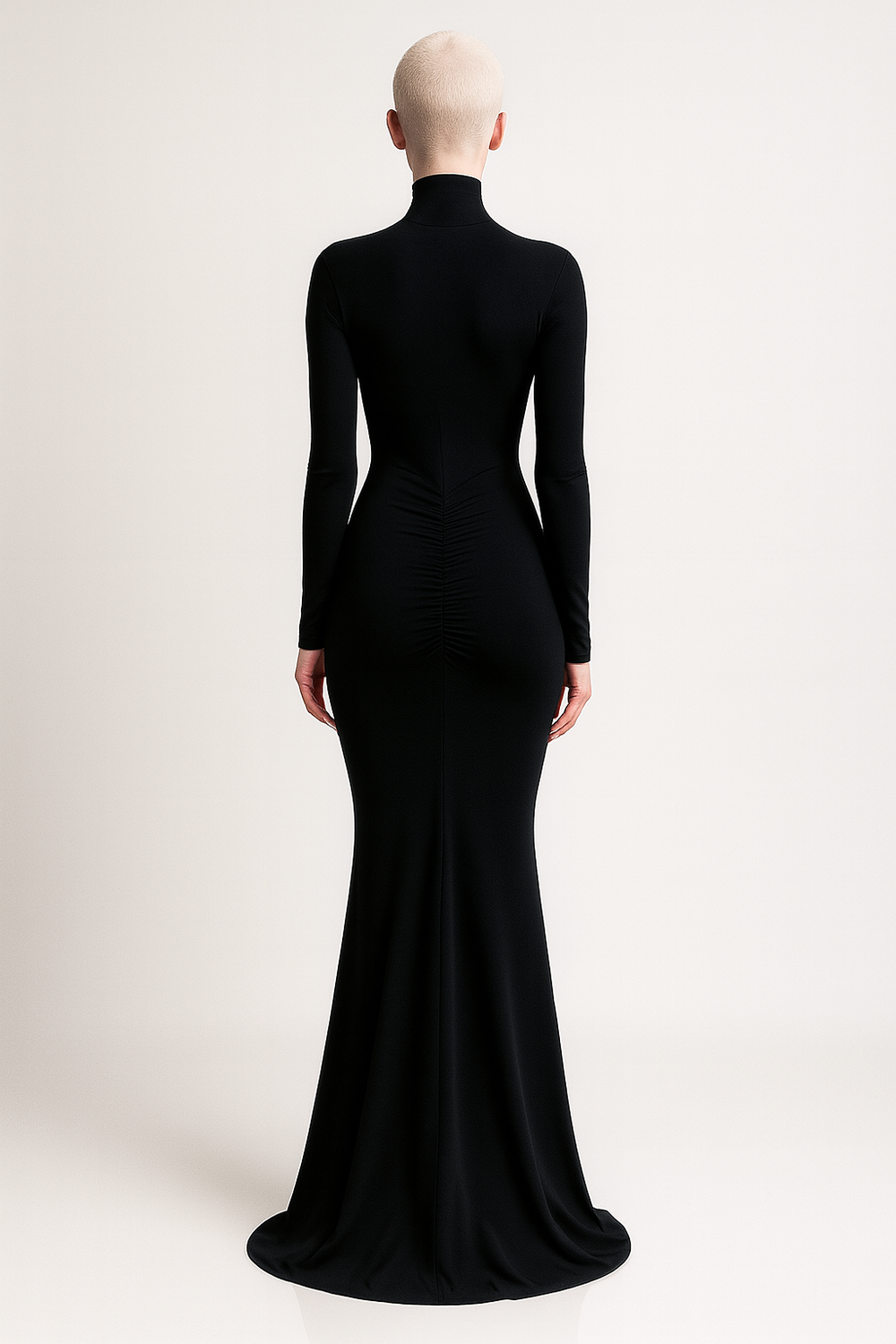 Scarlet Muse Black Evening Gown Back View | Full-Length Bodycon Dress | Starlin Cavalin
