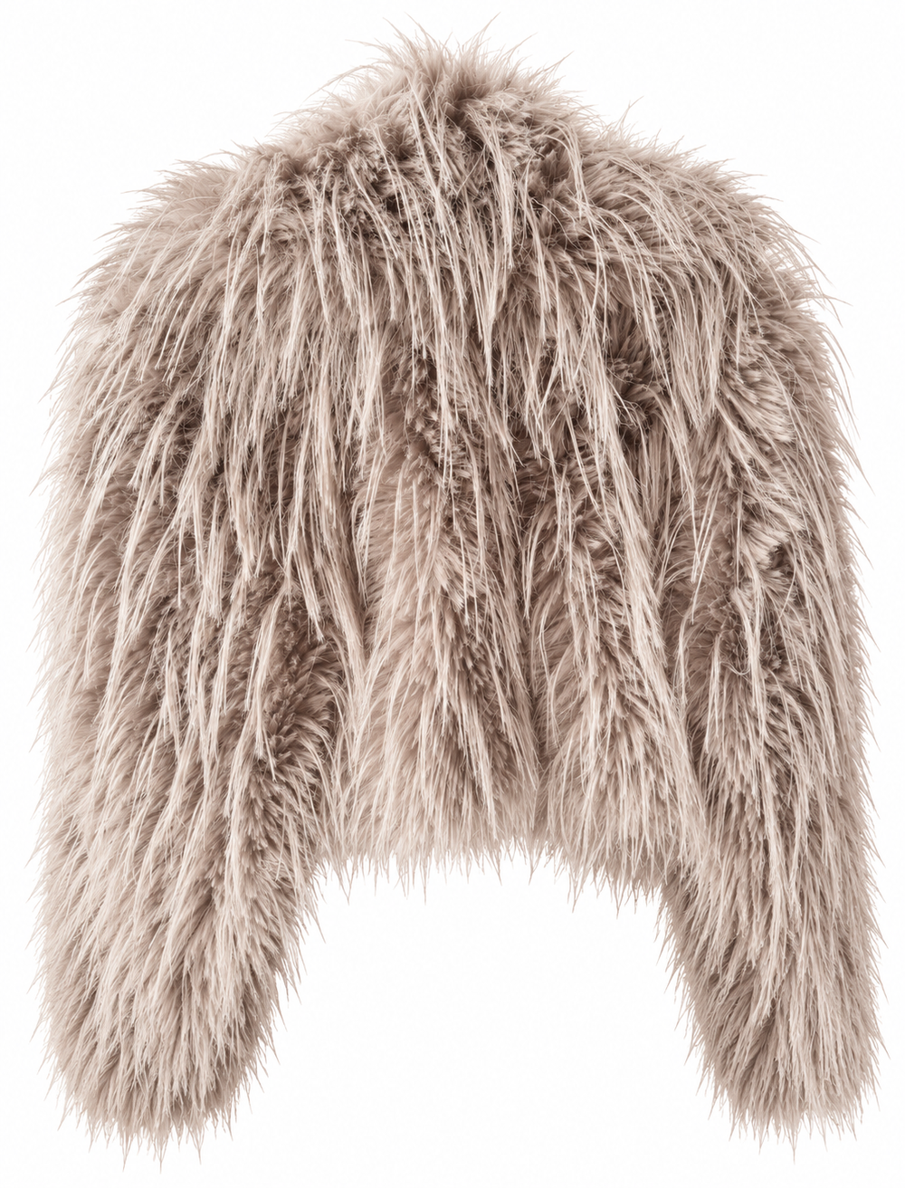 Starlin Cavalin Halo Fur Jacket Taupe | Back View | Shaggy Faux Fur Jacket | Taupe