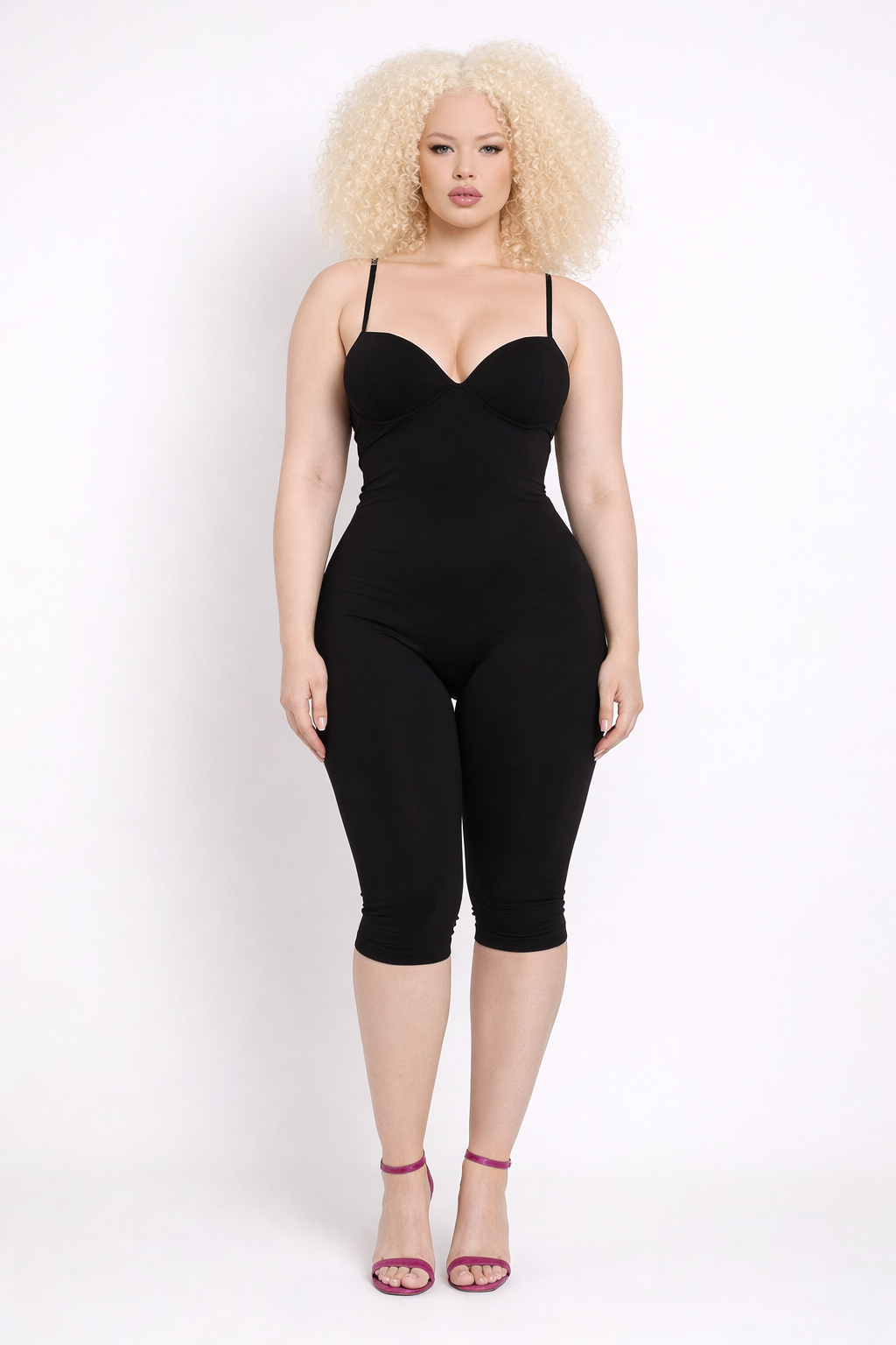 Noir Essence Jumpsuit Black | Sculpting Black Fitted Jumpsuit for Women | Starlin Cavalin
