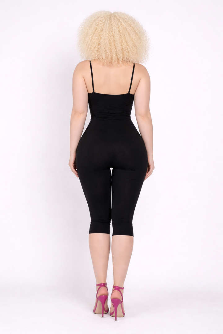 Noir Essence Jumpsuit Black Back View | Sleek Black Bodycon Jumpsuit | Starlin Cavalin