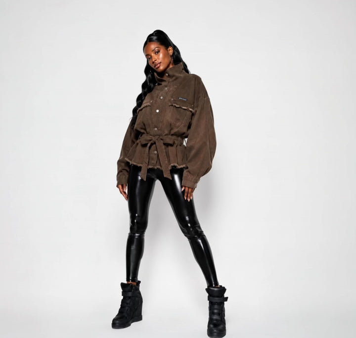 Mocha Oversized Denim Jacket