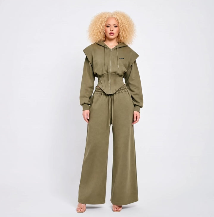Starlin Cavalin Olive Corset Hoodie Set