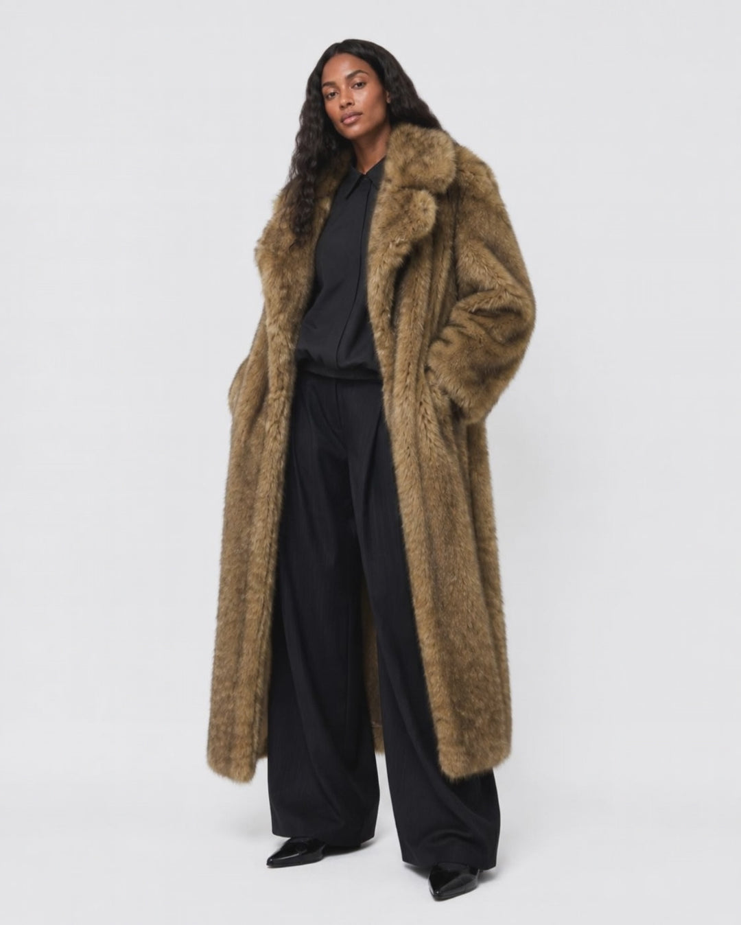 Amara Faux Fur Coat Brown